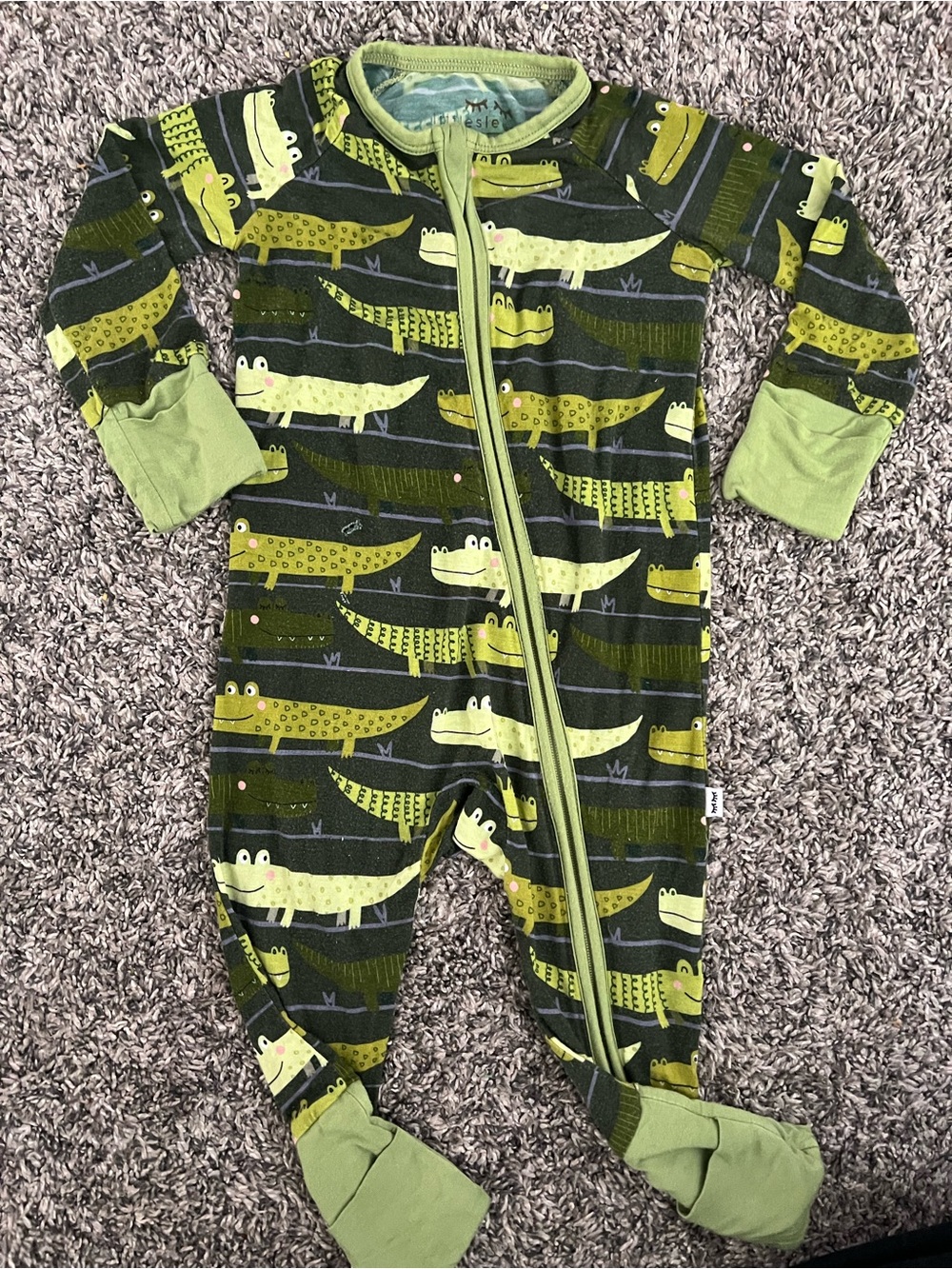 *Flawed* Little Sleepies 3-6 Month Alligator Print Zippy Pajama